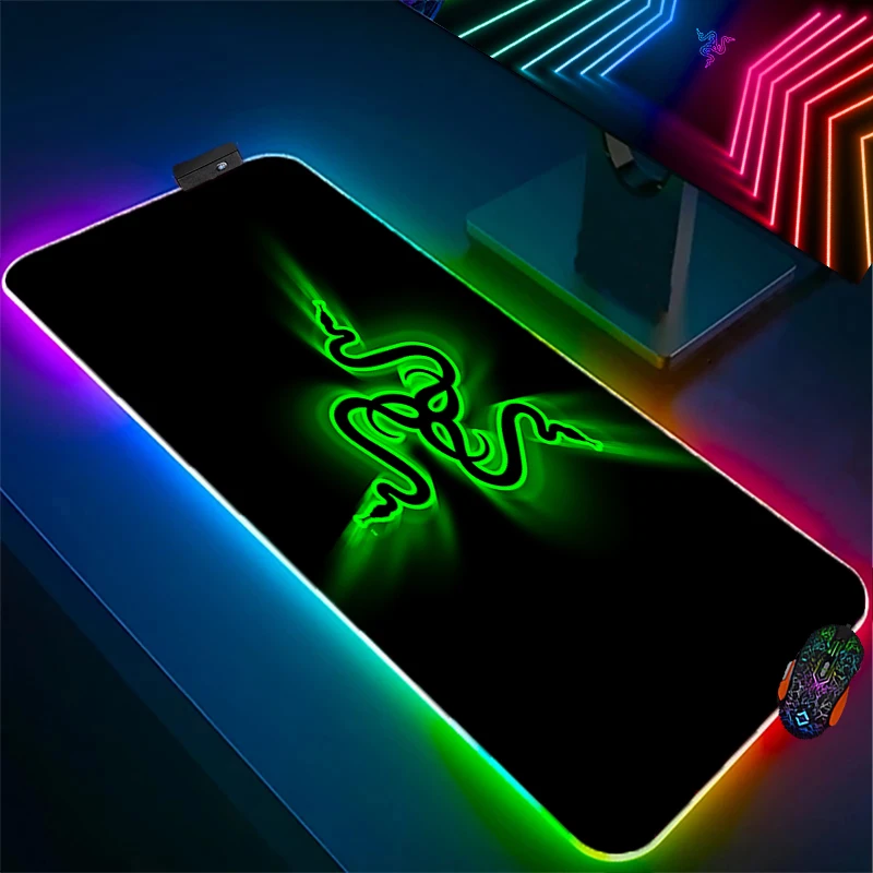 

Коврик для мыши с подсветкой RGB Коврики для игровой мыши Gamer Razer Design Коврик для клавиатуры ПК Светодиодный коврик для мыши Коврик для компьютерной мыши Резиновый настольный коврик