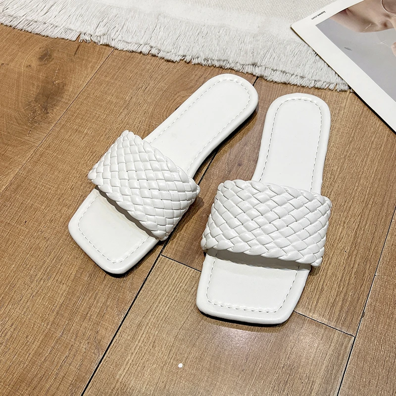 2025 جديد مصمم موضة عادية المفتوحة تو بلون عطلة الشاطئ صندل مسطح النعال غير رسمية المرأة الشرائح حجم كبير #6