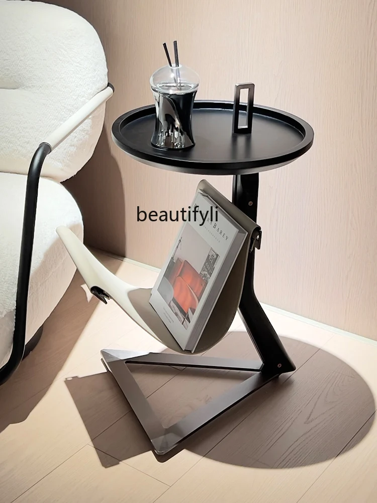 

Simple and modern side table Round living room Household storage Movable trolley Coffee table