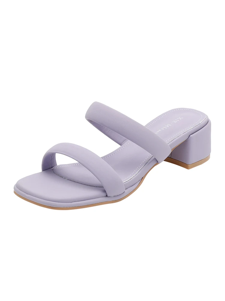 Outdoor Women's Slippers 2024 Summer New Square Toe Thick Heel Casual Sandals image 5