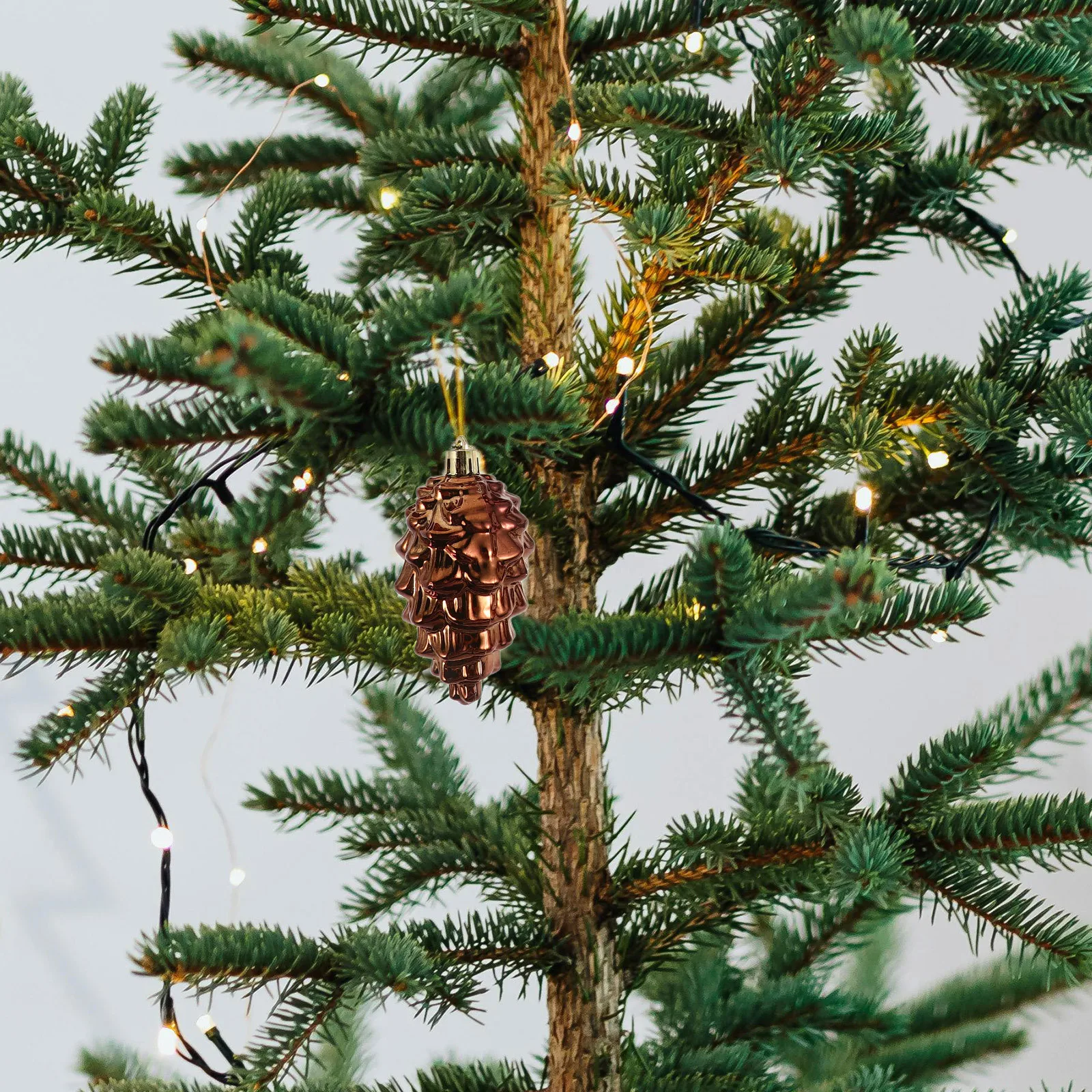 

12Pcs Christmas Tree Hanging Ornaments Electroplated Pine Cone Ball Decor Octagonal Star Design Shatterproof Reusable Festive