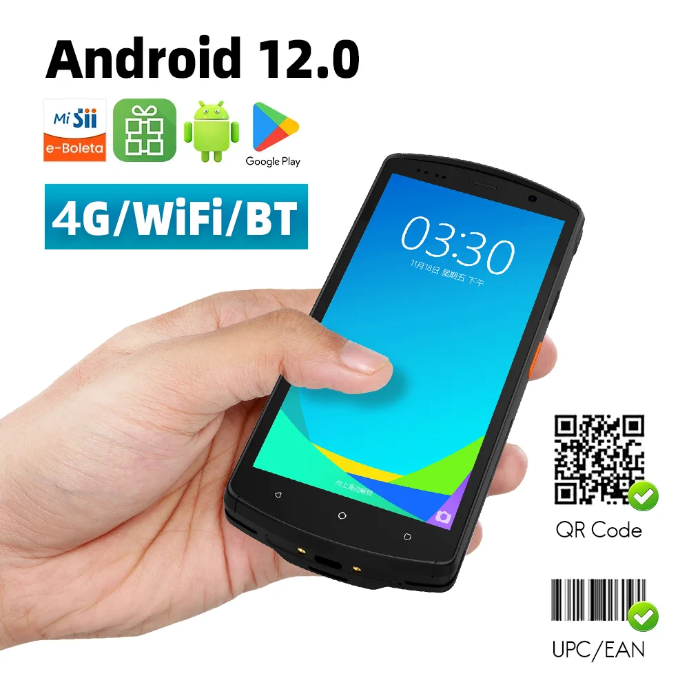 

Новинка, Android 12,0 OS PDA, лазерный сканер штрих-кода с ручным КПК, QR-код, прочный КПК и система конфигурации с Wi-Fi