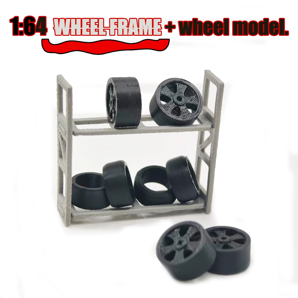 1:64 Scale Dollhouse Garage Miniature Tire Rack Set  Mini Storage Shelf Black Simulation Wheel Tyre Model For Doll House