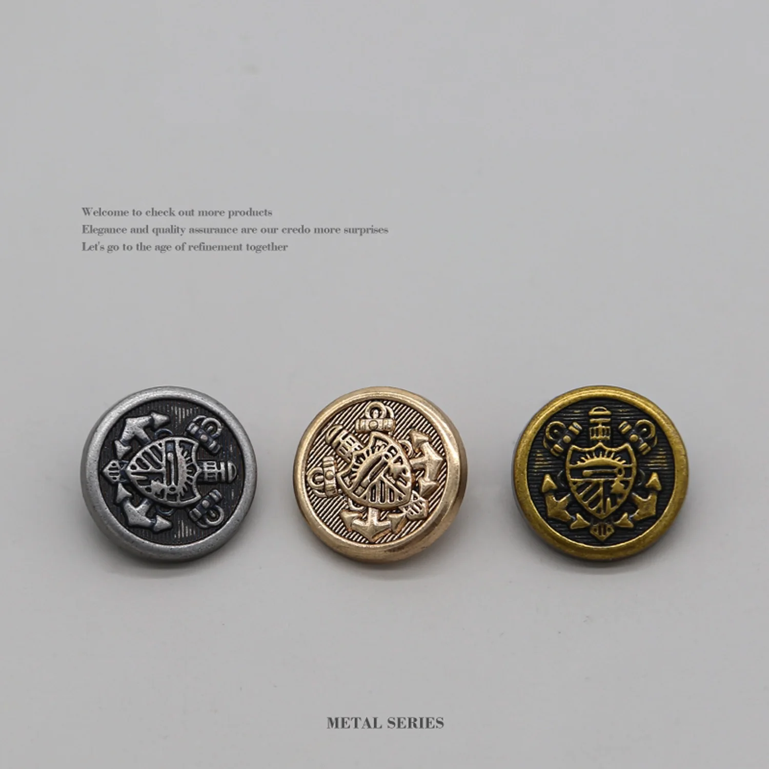 Vintage Heraldic Round Metal Buttons 15/18/20mm 5Pcs For Coat Jacket Uniform Garment Decor Stress-Relief Slow Craft Mindful