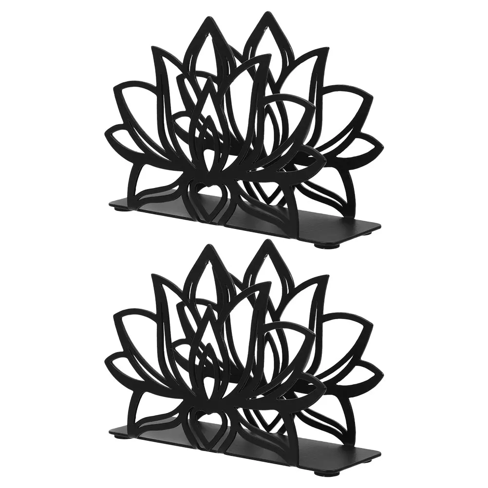 

2 pcs Black Napkin Holder Iron Metal Stand for Kitchen Farmhouse Style Tissue Dispenser Paper Towel Holder Desktop Organizer