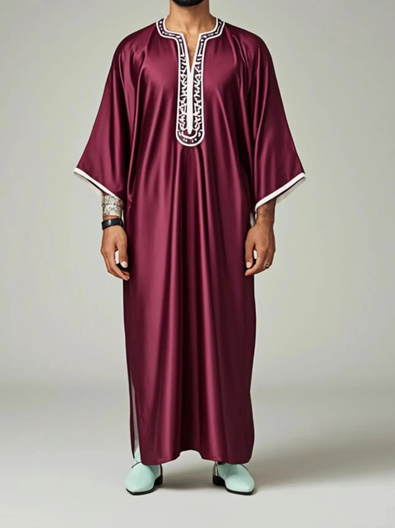 Nuevo Lslamic Medio Oriente saudita musulmán marroquí hombres de negocios Casual bordado tradicional bata artesanal S-2XL de talla grande