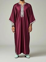 New Lslamic Middle East Saudi Muslim Moroccan Men's Business Casual Traditional Embroidery Craft Robe S-2XL Plus Size