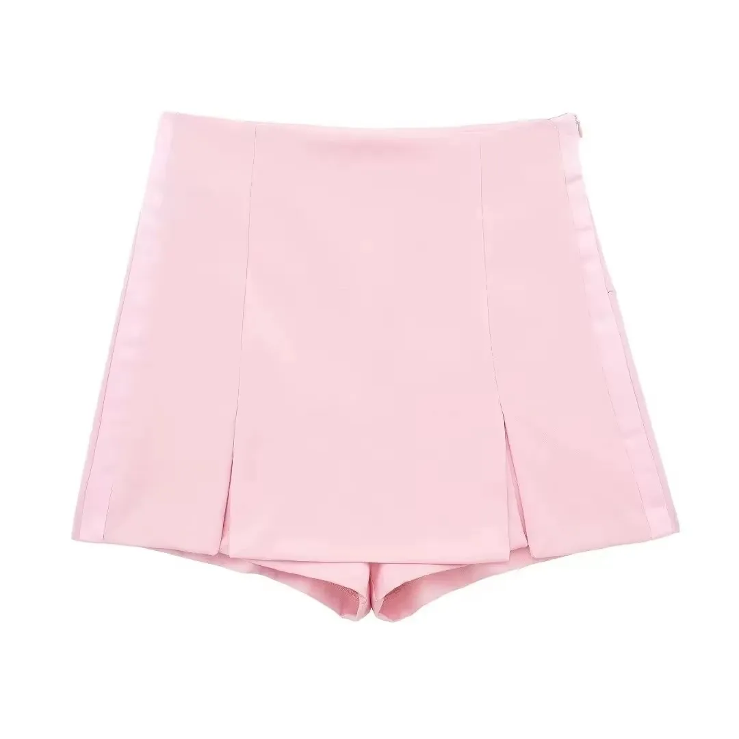 HH Summer Women Shorts Skirts Elegant Solid Zipper Fly High Waist Slim Slit Shorts Female Fashion Streetwear Short Pant