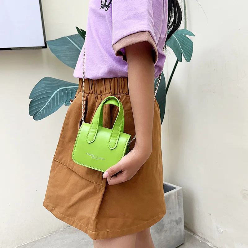 Fashion Baby Girl's Small Square Shoulder Bags New Children's Mini Coin Purse Handbags Solid Color Messenger Bag Lipstick Bag