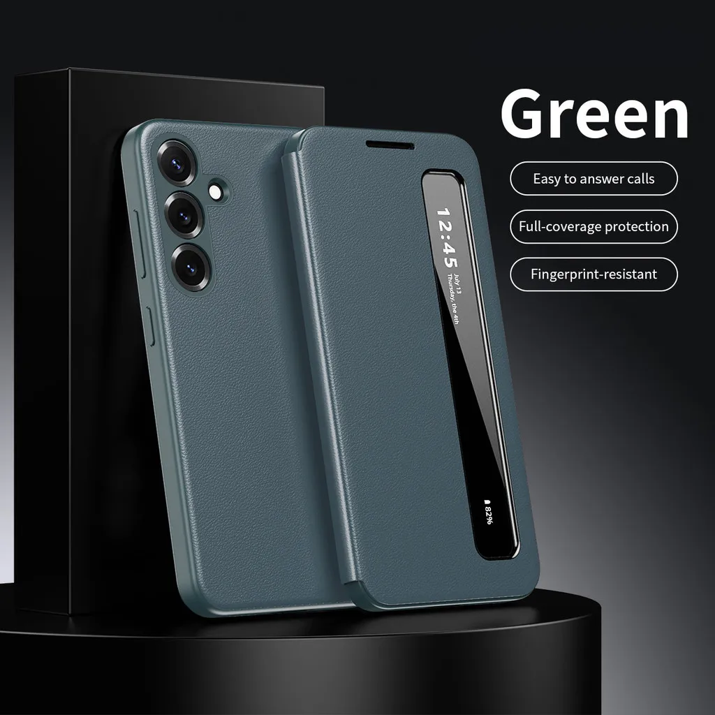 

Кожаный чехол-флип S-View Disaplay Side Windows для Samsung Galaxy Z Fold5 Fold 5 4 7 4 3 5G, защита от падений