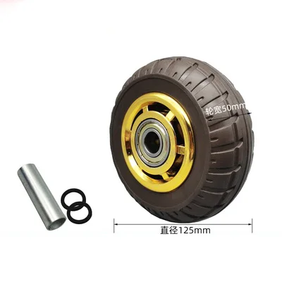1 Pcs 5 Inch Heavy Duty Solid Rubber Caster Wheel - Silent, Industrial Grade, Flat Mount for Carts and Trolleys