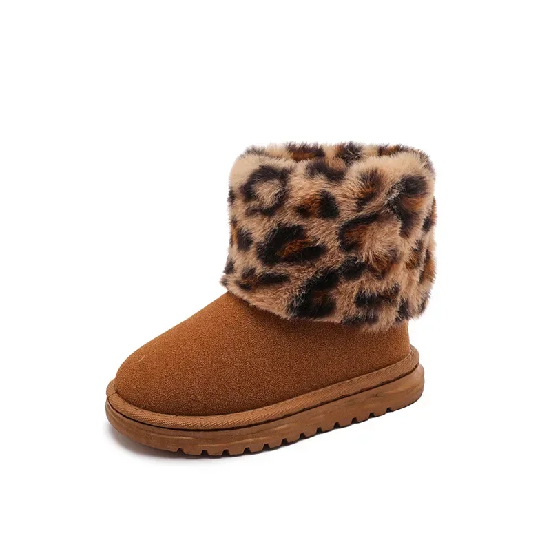 Extra-thick Snow Boots Students Non-slip Warm Cotton Shoes Kids Soft-soled Casual High-top Shoes Child Fleece-lined Short Boots