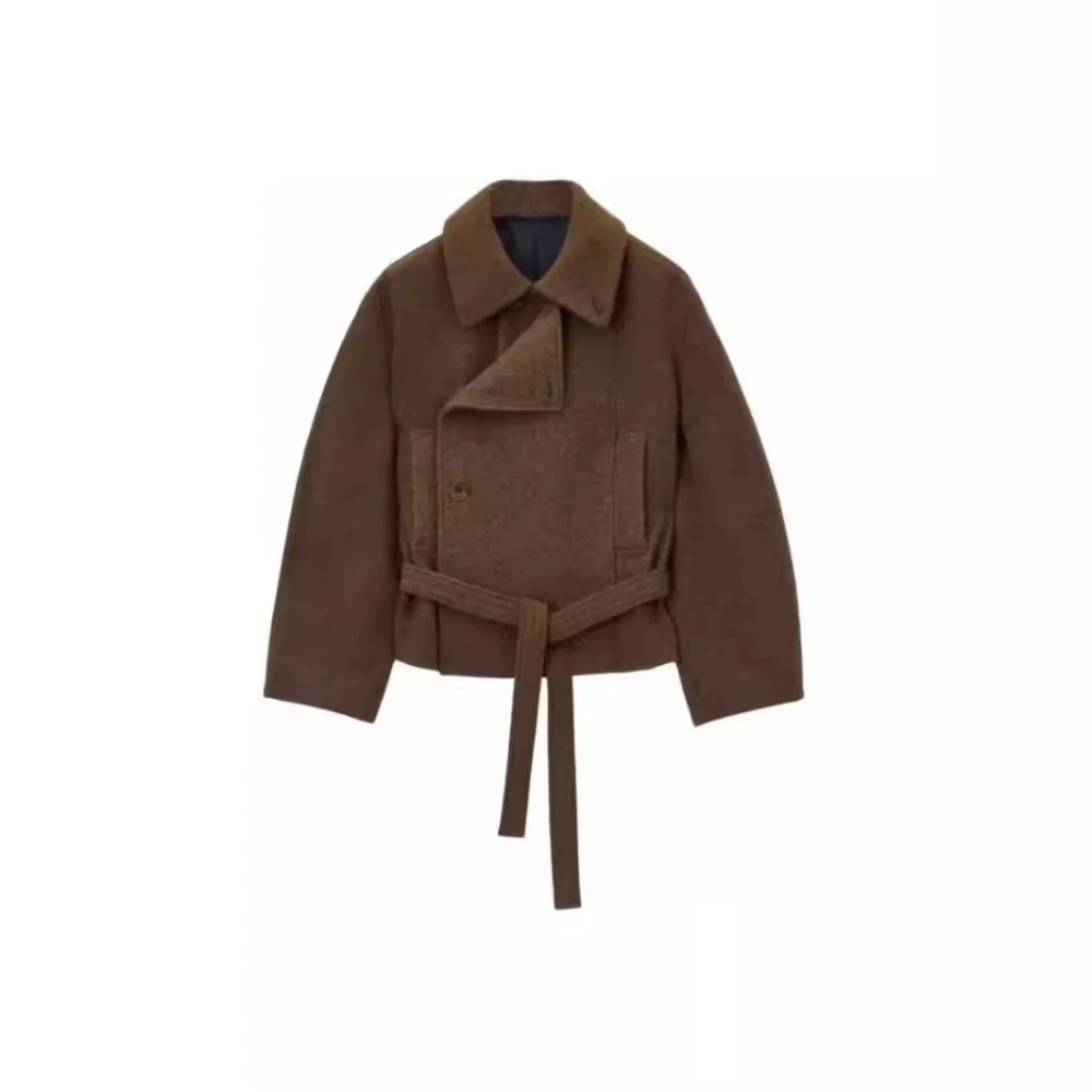 Ladies Le* Short Section Wool Coat 24ss Fall and Winter New Broad Version of Thin Tie Tweed Jacket