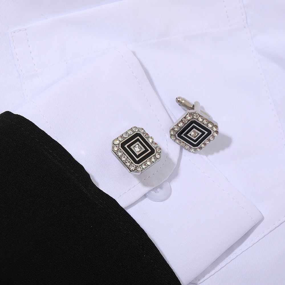 Wholesale 2 Pcs/Set Luxury Crystal Cufflinks Palace Style Rhinestone Cuff Links For Groomsman Tuxedo Shirt Business Wedding Gift