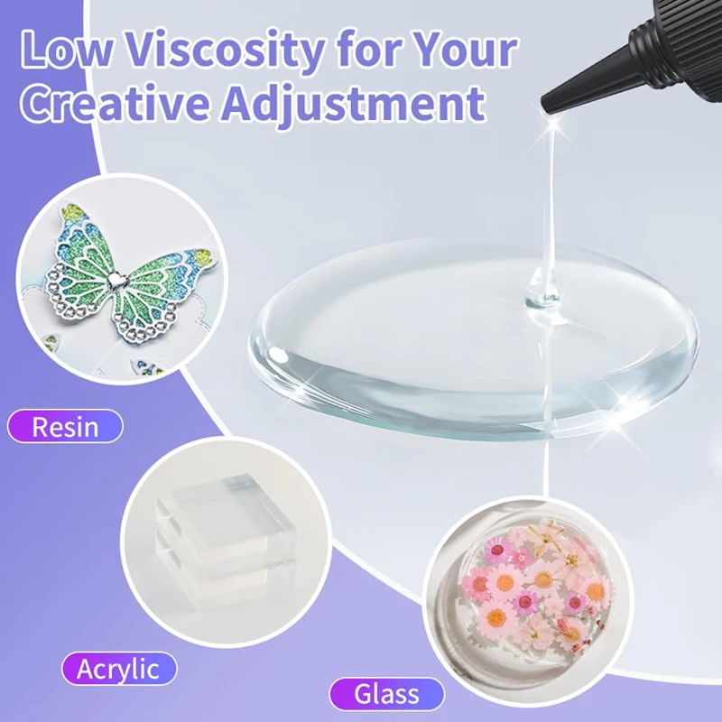 UV Resin Glue and Ultraviolet Light Flashlight Kit Fast Curing Crystal Clear Hard Type Glue for DIY Crafts Making 100ml