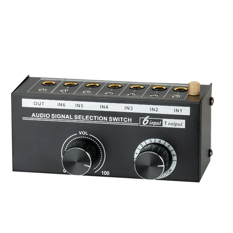 Audio Switcher Selector 6 In 1 Out Audio Signal Selection Switch Sound Channel Selector Stereo With Volume Control