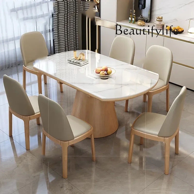 Mesa de Comedor Plegable Italiana J, Mesa de Comedor Moderna Blanca de Lujo Europeo, Mesa de Cocina Extensible, Sillas para Comedor, Hogar