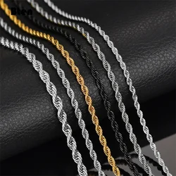 BTEN 2020 Classic Rope Chain Men Necklace Width 2/3/4/5 MM Stainless Steel Figaro Cuban Chain Necklace For Men Women Jewelry