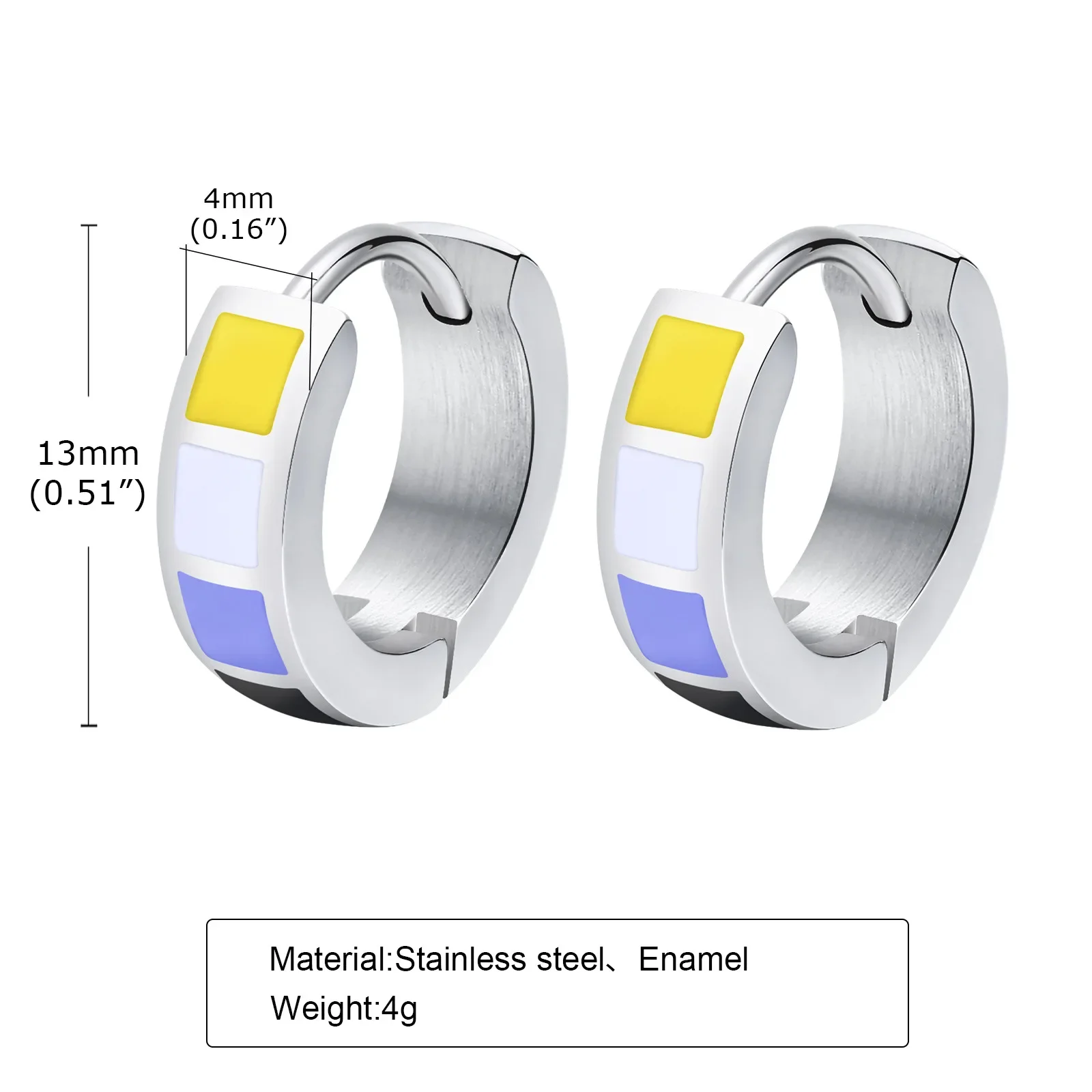 New Trendy Unisex Hoop Earrings for Men Women, Stainless Steel Rainbow Pride Huggies Casual Same sex Hoop Earring Jewelry