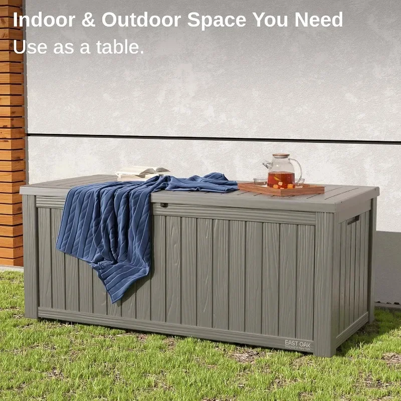 

Outdoor Storage Box, Large Resin Storage Bin for Patio Cushions, Gardening Tools, Lockable, Waterproof and UV Resistant