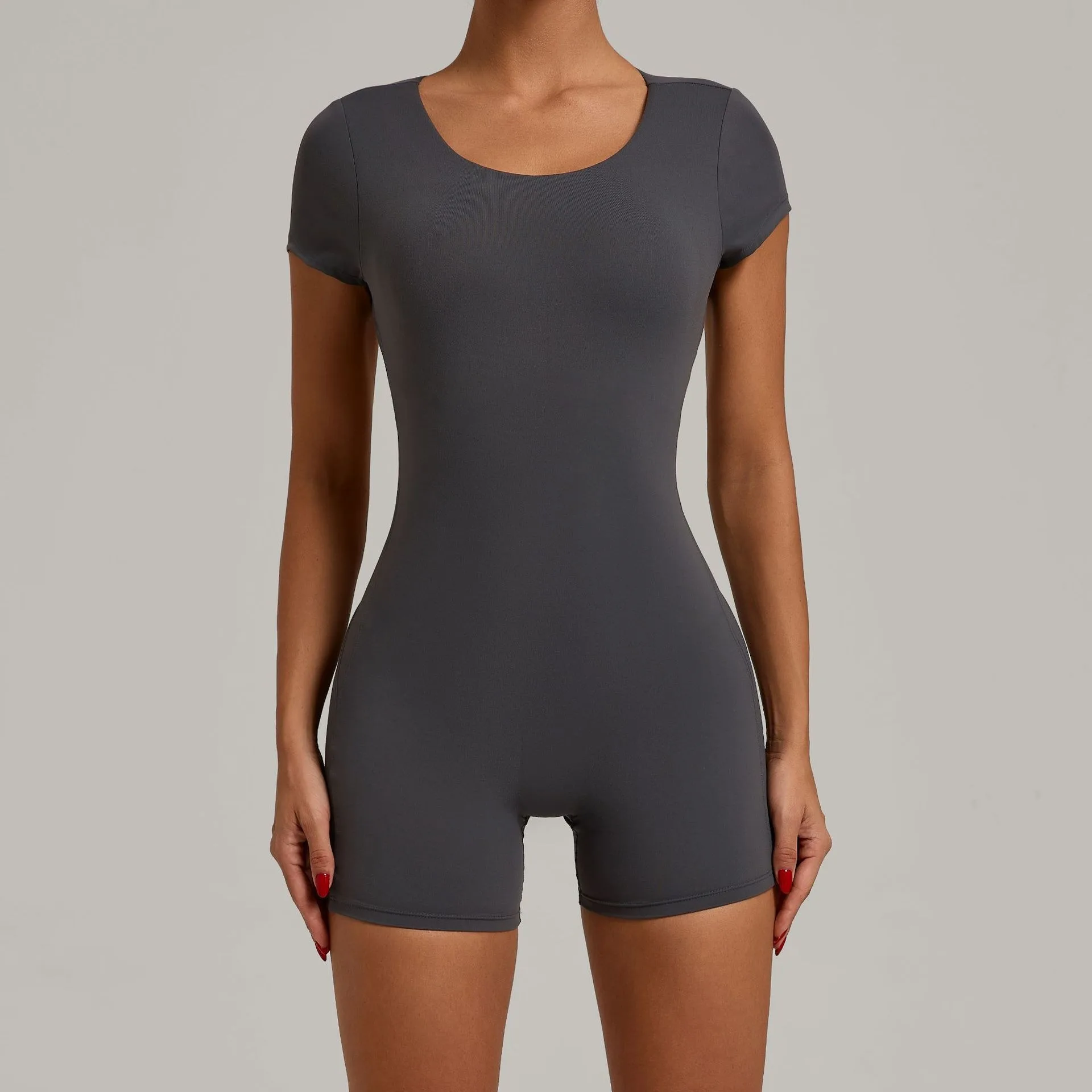 Short Sleeves One-piece Suit Female Gym Jumpsuit Quick Dry Yoga Clothing Workout Bodysuits Backless Sports Rompers Women