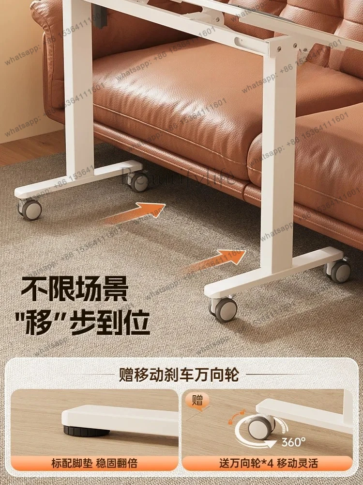 Automatic electric lifting table folding desk tempered glass painting calligraphy table removable for home use