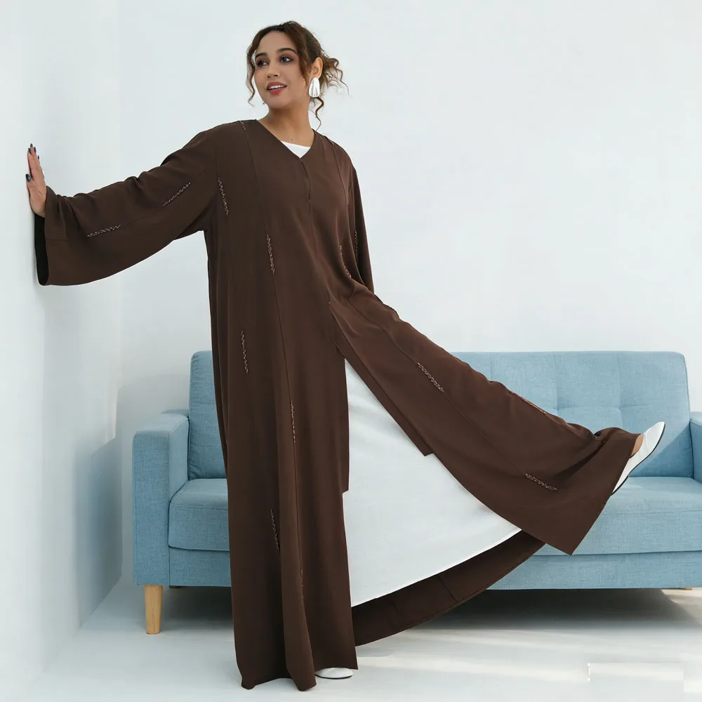 Dubai Perlen Abaya Türkei Kaftan für muslimische Frauen offene Kimono Strickjacke Kebaya Jalabiya bescheidene Islam Kleidung Robe Kaftan Arabisch