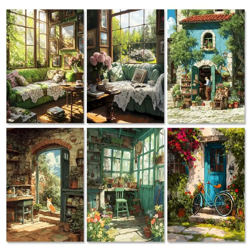

GATYZTORY Modern Painting By Numbers Handpainted Gardens Diy Crafts Canvas Painting Picture Paint For Adults For Kids Gift Flowe