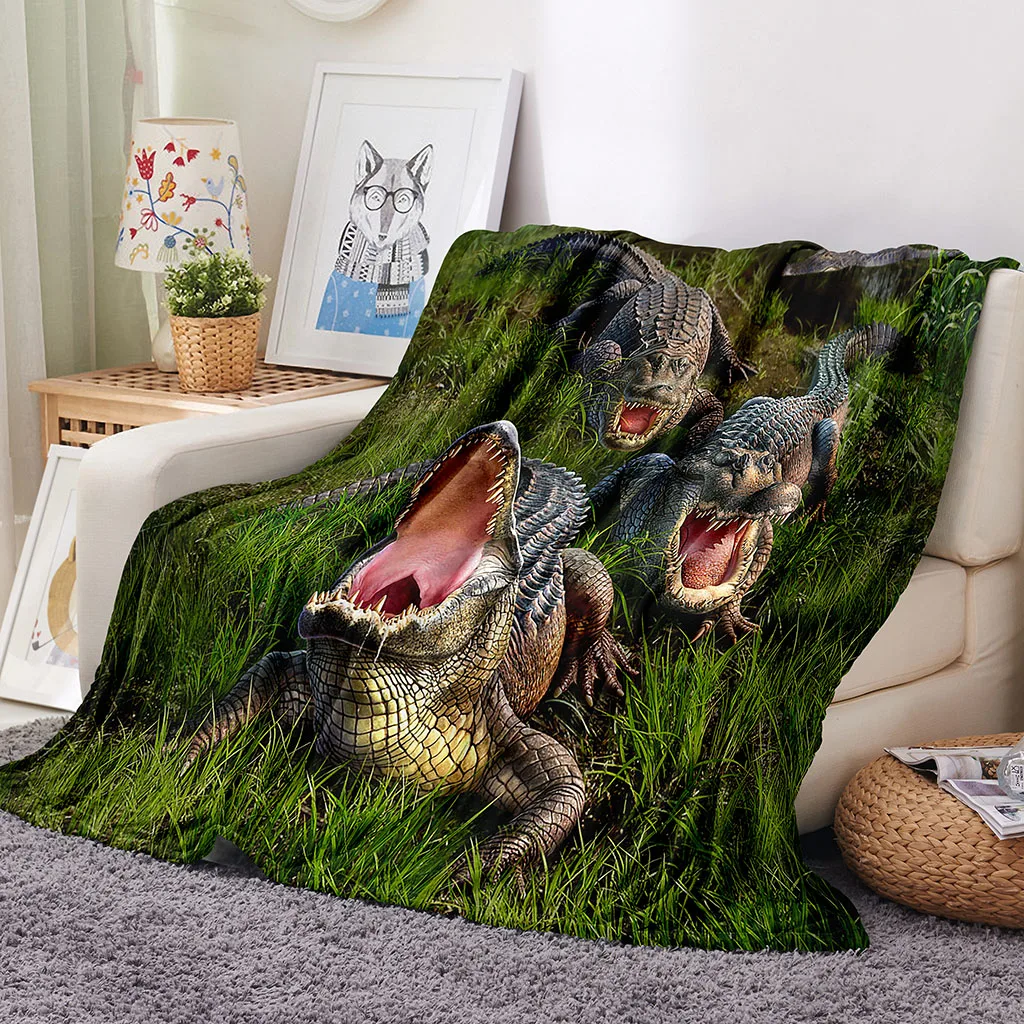 HUANZHUANG Printing Crocodiles In The Grass Your Pictures Custom Soft Comfortable Blanket Home Decorate Sofa Blanket Camping Pl