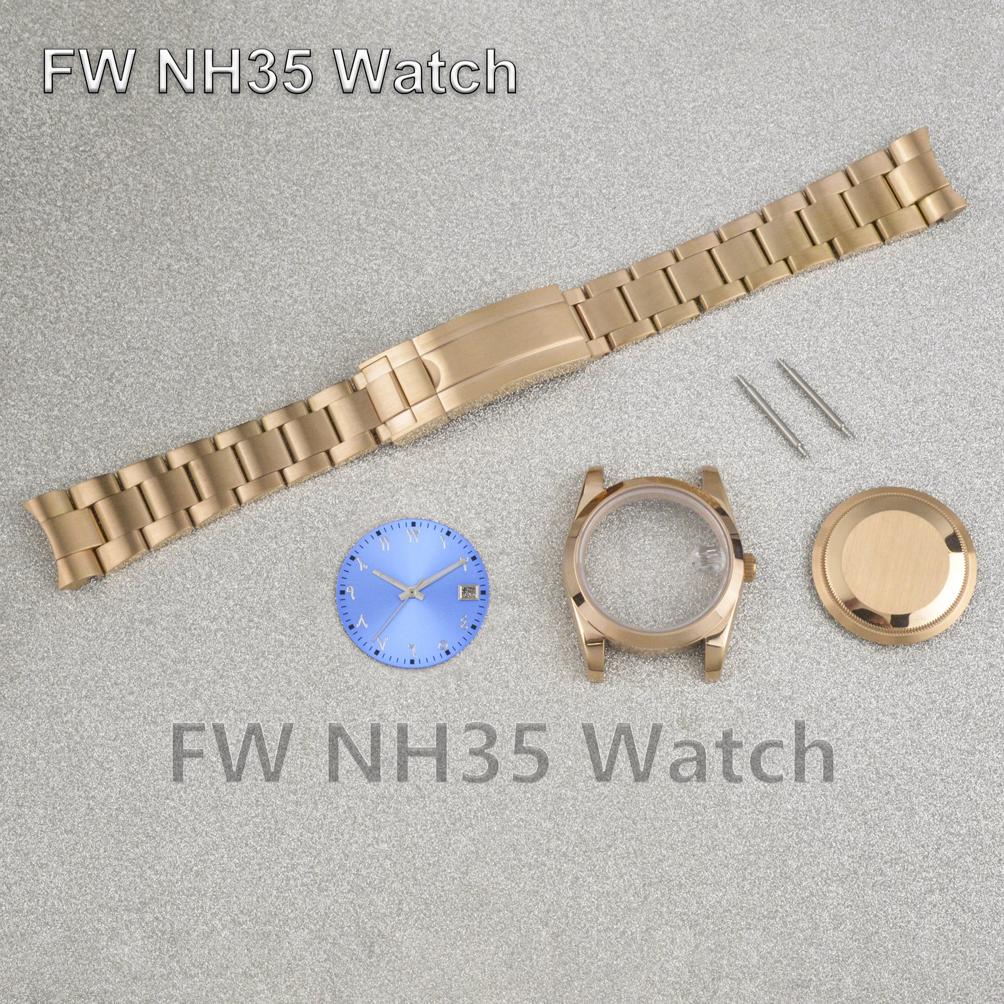 36/39mm Case Water Resistant Rose Solid Stainless Steel Watch Case for Datejust Watches fit NH34/NH35/NH36 Mechanical Movement