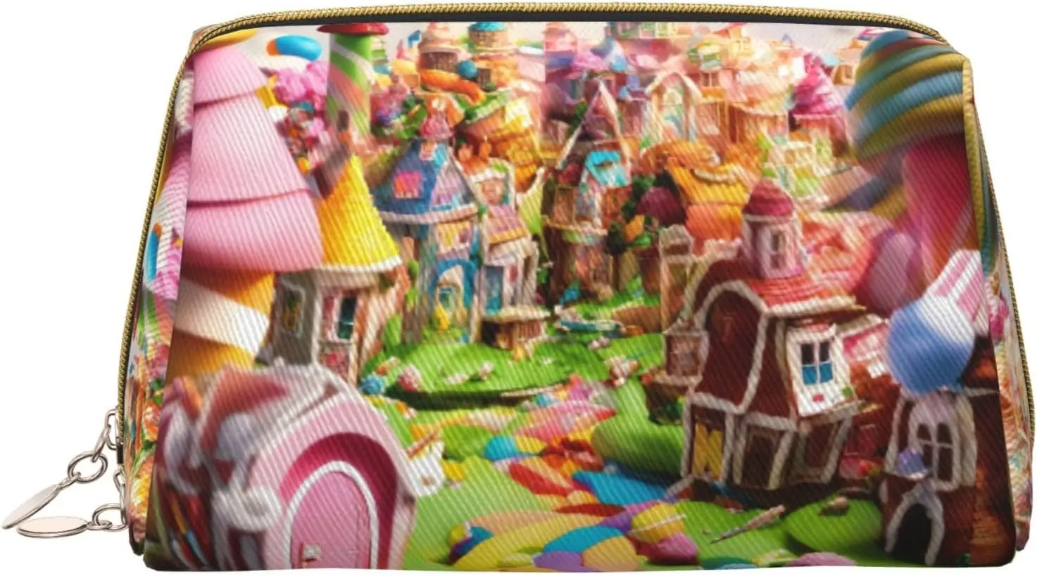 

Кожаная косметичка на молнии с принтом Candy Land, косметичка, органайзер для путешествий, клатч для туалетных принадлежностей