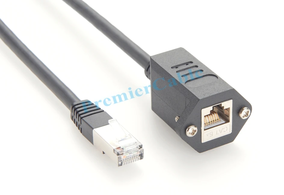 Schraubmontage-RJ45-Verlängerungskabel (Stecker auf Buchse), 10 Gbit/s, Cat6A, geschirmtes Ethernet-Durchführungs-LAN-Netzwerk-Kurz-Patchkabel – Detail 4