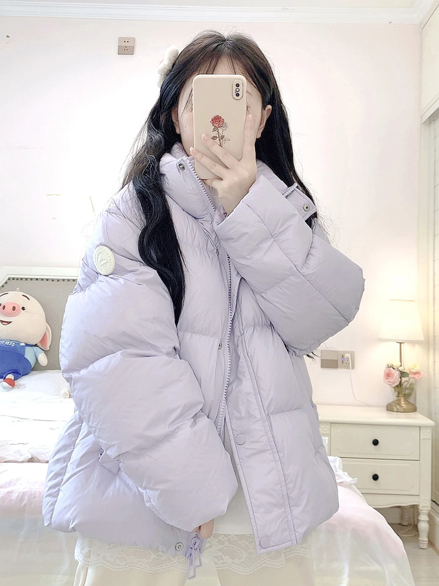 Orp Purple Puffer Jaet mujer 2025 nuevo invierno ligero Cact Super lindo ropa de invierno prendas de vestir exteriores pan Sle