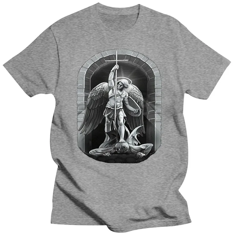 Designer T Shirts Men Crew Neck Fashion Short Archangel Michael T Shirts Screen Print Wet T Shirt Man Cotton Short Sleeve Summer