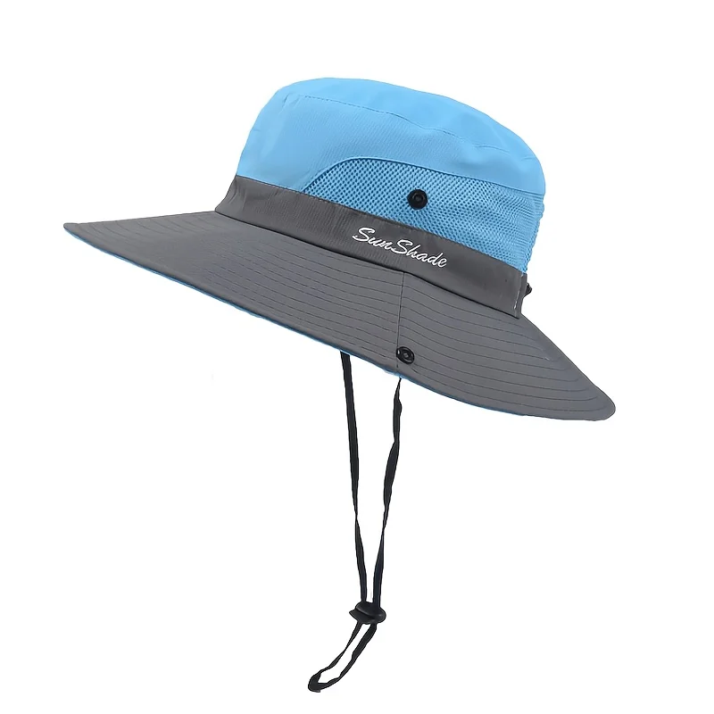 Women's Two Tone Sun Hat with Ponytail Hole - Breathable, Wide Edge, Suitable for Beach and Fishing - Perfect for Summer Hats