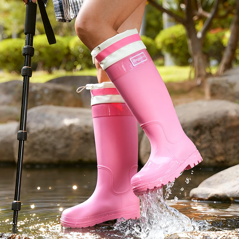 Women's Rain Shoes High-Tube Rain Boots Kitchen Anti-Slip Thick Bottom Wear-Resistant Car Wash Work Waterproof Zapatos Mujer