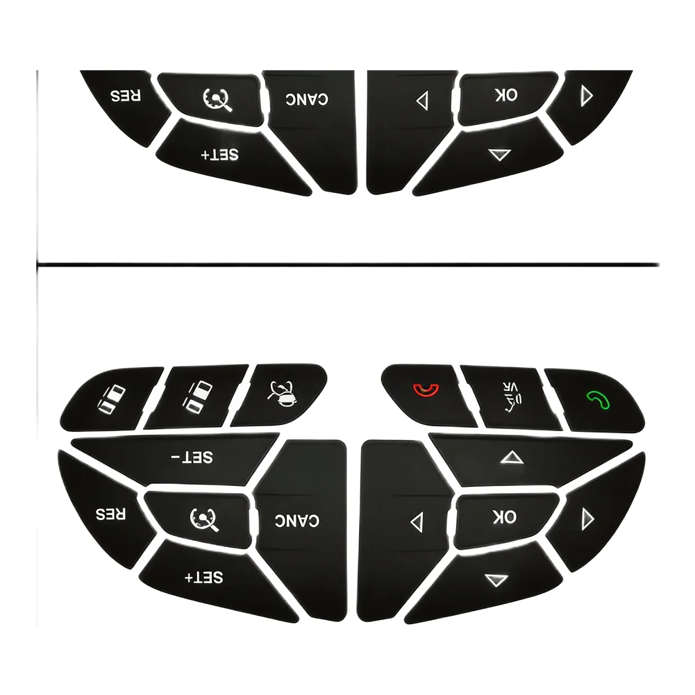 Vinyl Steering Wheel Button Overlay Decal Compatible with For Cherokee (2014-2021) and For Commander (2015-2019)