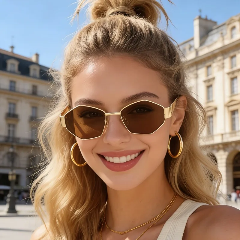Neutral Polygon Fashionable Glasses, Simple and Versatile Sunglasses Suitable for Seaside Vacation Travel