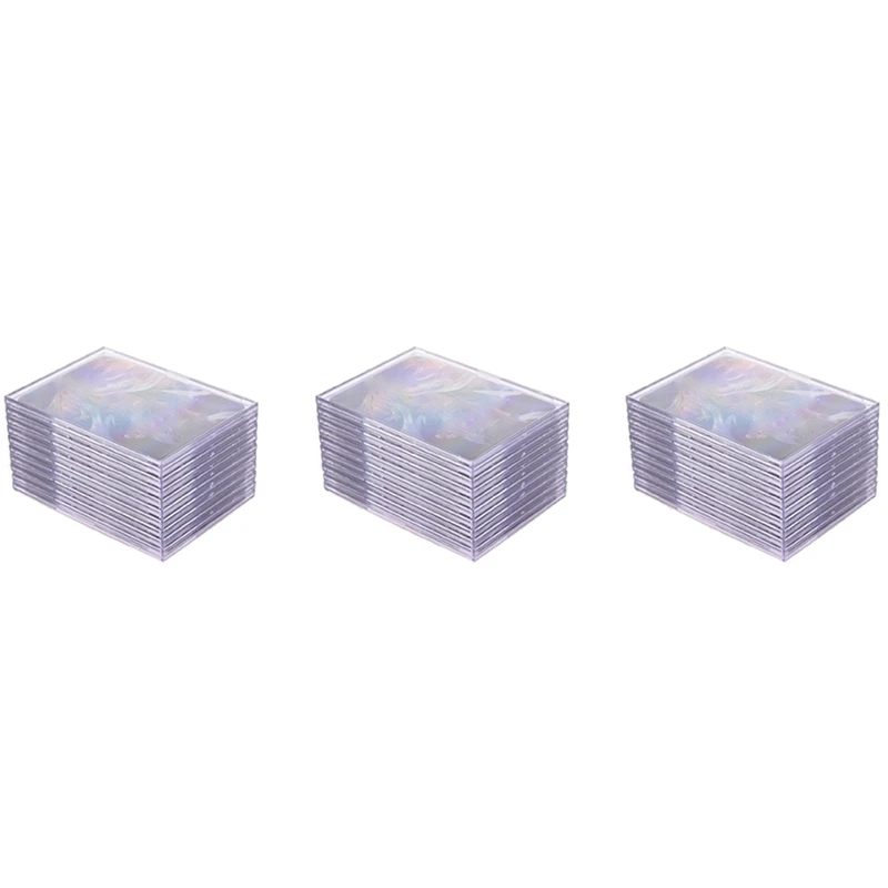 Cards Sleeves Top Loaders 30 Hard Plastic Card Protector Clear Card Brick + 6 Display Stand