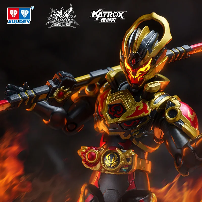 AULDEY, seria Diamond Armor Hero, model 4 - Figurka Wukong z możliwością pozycjonowania, z bronią i 8 ruchomymi stawami - Popularny kolekcjonerski gadżet anime w formie blind box