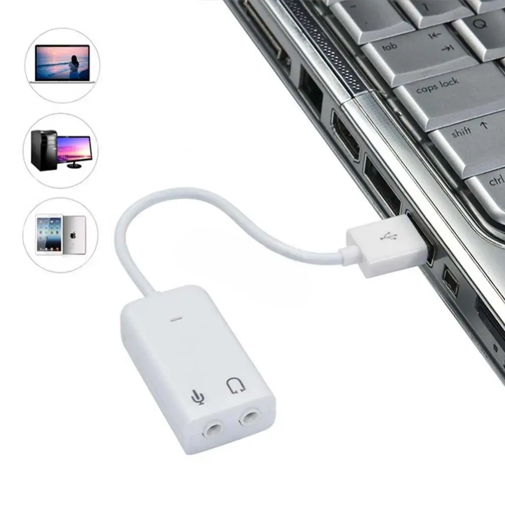 Portable USB Sound Card Adapter 3D Virtual Network Audio Song Channel with Cable