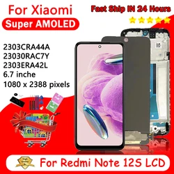 AMOLED Screen for Xiaomi Redmi Note 12S 2303CRA44A 23030RAC7Y Lcd Display Digital Touch Screen with Frame for Redmi Note12S LCD