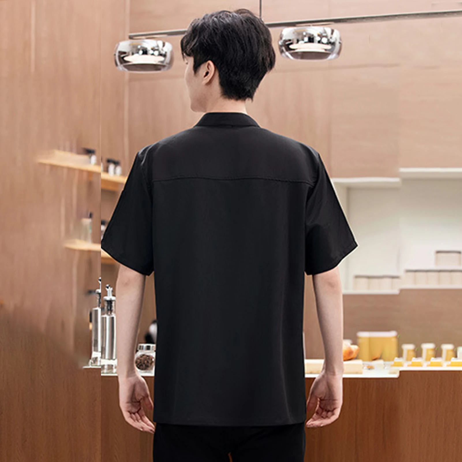 New Chef Jackets for Men Women Short Sleeve Cook Shirt Solid Chef Uniform Bakery Restaurant Waitress Waiter Uniform Tops