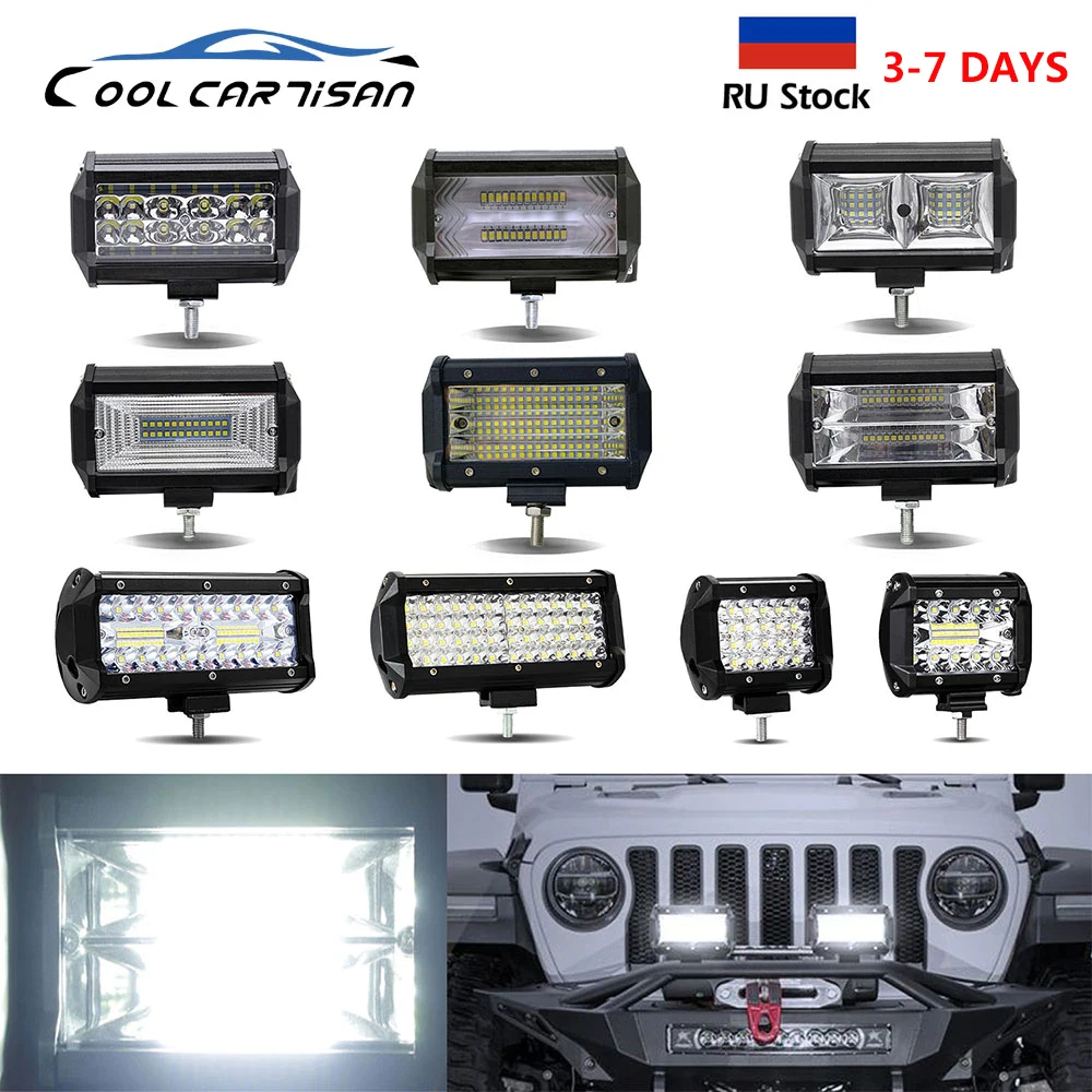 Barra de luz LED de trabajo para coche, luces de inundación para conducción todoterreno, lámparas de 4/5/7 pulgadas, Combo de haz para 12V 24V ATV