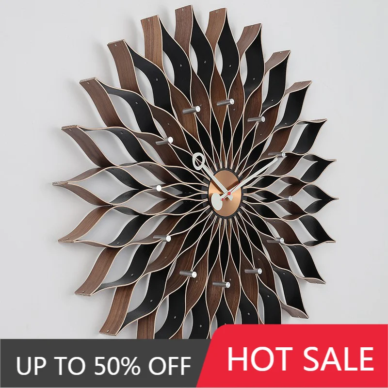Creative Sunflower Wall Clock Nordic Living Room Decoration Clocks Bedroom Silent Movement Wall Clocks Large Home Interior Clock
