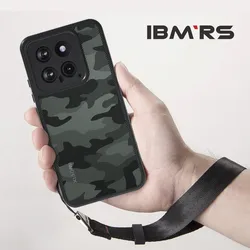 IBMRS [Precise Cutouts for Camera Lenses]  for xiaomi 14 case, Camo Shockproof matte Phone Case(Comes with wrist strap)