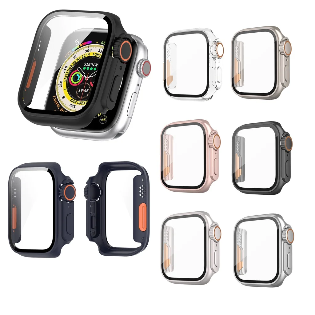 

Hard PC Case For Apple Watch IWatch Series 8 7 SE 6 5 4 45mm 41mm 44mm 40mm Change to Ultra 49mm Tempered Glass Screen Protector