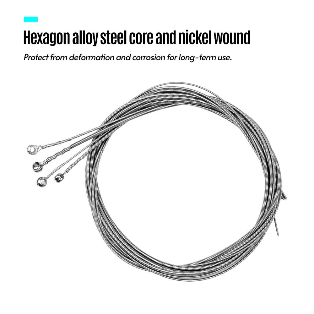 Corrosion Resistant Electric Bass Strings .045-.100 Gauge Silver Bass String Set Metal Guitar Bass Strings Electric Bass