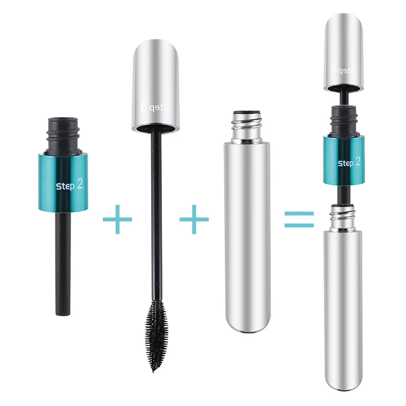 Double In-one Mascara Silk Fiber Mascara Waterproof Mascara for Eyelash Extension Black Thick Lengthening Eye Lashes Cosmetics