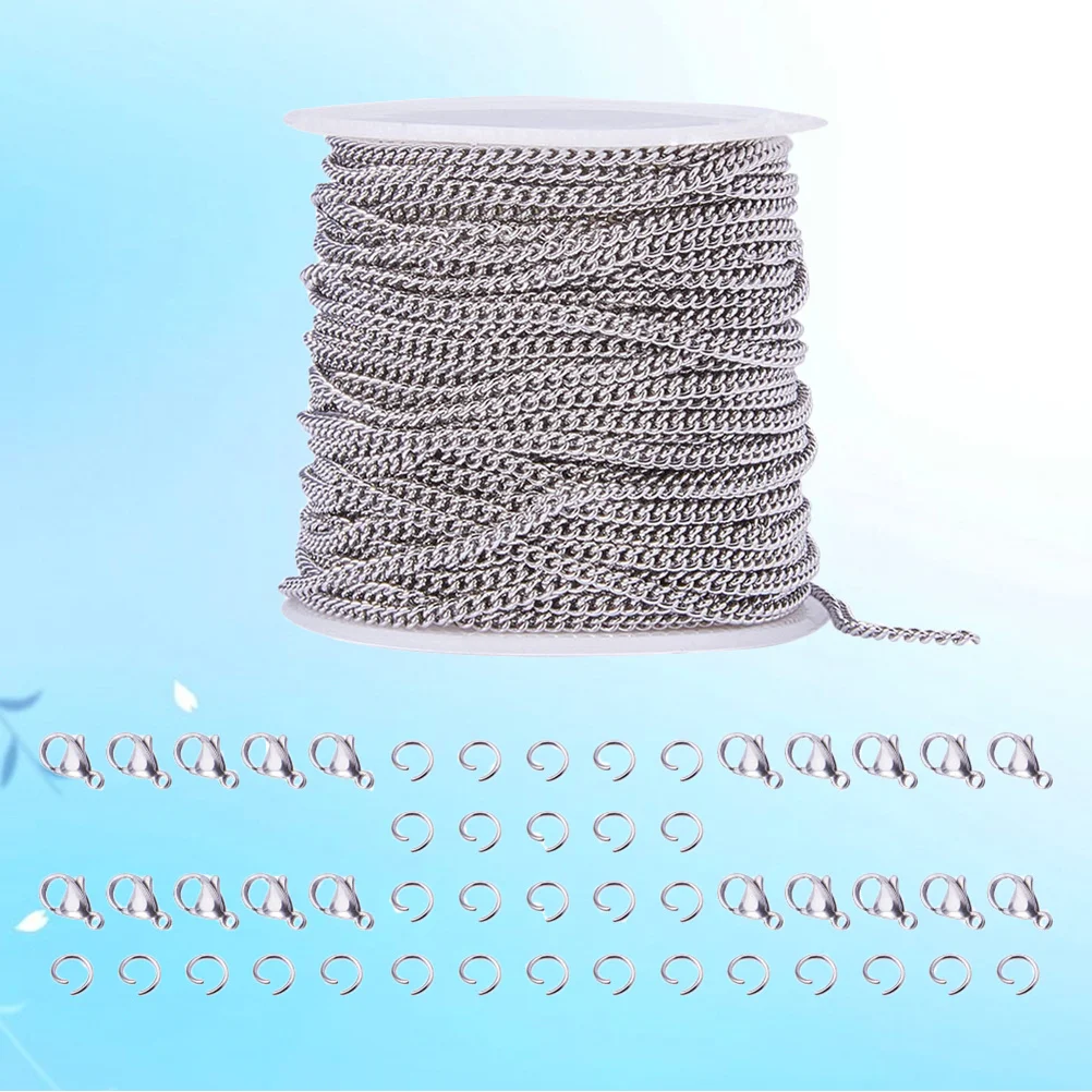 

1 комплект, 10 м, цепочка из нержавеющей стали с застежкой-лобстером, прыгающие кольца для изготовления ожерелья своими руками, комплект ювелирных изделий, набор аксессуаров